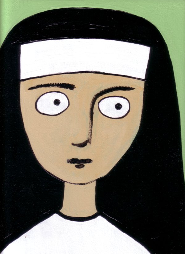 AMBIGUOUS ART. NUN? SAILOR? OR MAN WITH A PRAYER CAP?