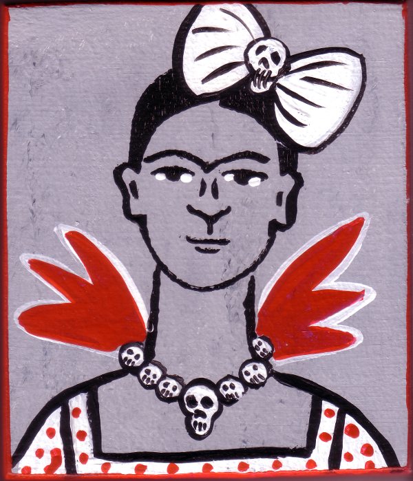 Frida Kahlo with skull bow