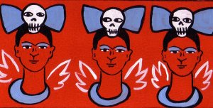 Tres Fridas with large skull bows by Bethann Shannon